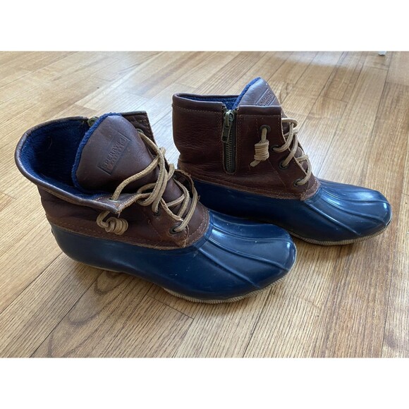 Sperry Top-Sider Shoes - Sperry Womens Saltwater Duck Boots Brown Waterproof Leather Size 7